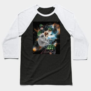 Watermelon Cat Space Galaxy Cats Baseball T-Shirt